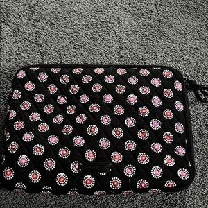 Vera Bradley Black Quilted Sleeve with Pink and Red Floral Design
